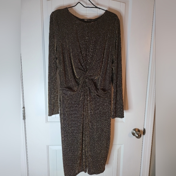 Michael Kors Diamond Lurex Metallic Twist Front Retro Sheath Dress Size XL - Picture 4 of 4